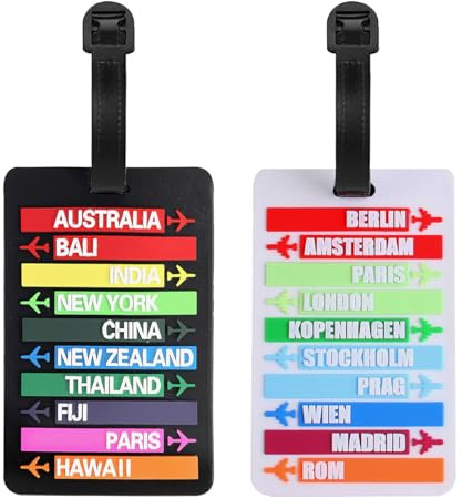 Etiquetas para Maletas de Viaje, 2pcs Identificador Maleta con Tarjeta de Identificación de Nombre PVC Etiqueta Maleta Etiquetas Maletas Viaje Tarjeta de Visita (Negro+Blanco)