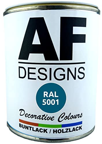 Alex Flittner Designs Buntlack Holzlack RAL5001 auf Wasserbasis 750ml seidenmatt Innen Aussen