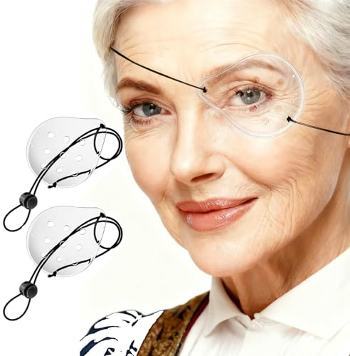 DADADEFEIJI 2 Stück transparente Belüftungs-Augenmaske mit Teleskopseil, Kunststoff, Klar