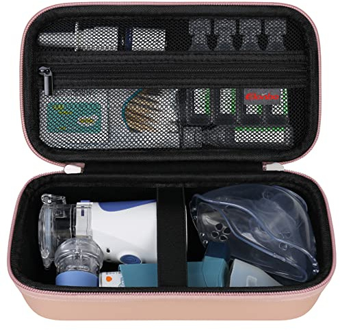 Carrying Bag for Portable Portable Portable Inhalation Nebulizer Machine for Adults and Children, Asthma Inhaler Travel Case, Handheld Mesh Atomizer Machine Holder, Inhaler Spacer Bag, Rose Gold
