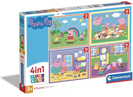 Puzzle Peppa Pig 4 en 1 Supercolor 12 à 24 Pièces pour Enfant Dès 3 Ans