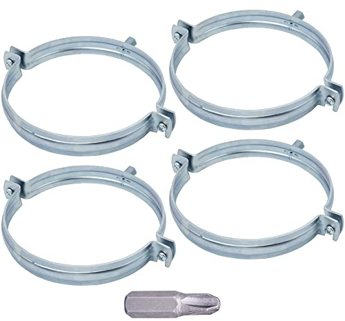 SKIR'CO (4 pcs) Pipe Brackets for 200 mm Pipes, Pipe Clamps, Pipe Supports for Wall and Ceiling Mounting