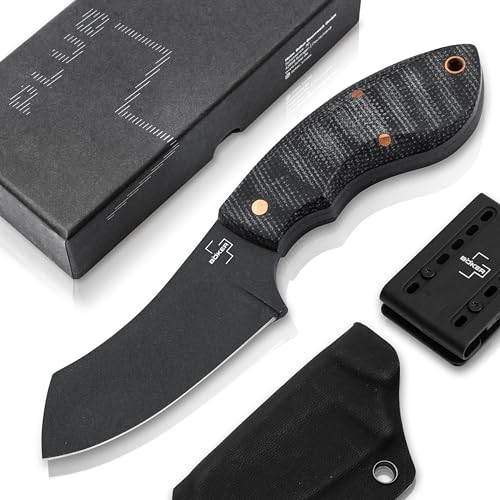 BÖKER PLUS® Rhino all black Copper - feststehendes Outdoor-Messer mit schwarzer D2 Sheepfoot Klinge - Full Tang Bushcraft Messer mit Micarta Griff, Kydex Scheide & Gürtel Adapter