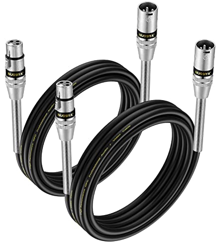 NUOSIYA XLR Kabel 3m 2Pack Symmetrisches Mikrofonkabel, Metallfeder SR Design XLR-Stecker auf Buchse, Verlängerungskabel für Studio-Recorder, Mikrofon, Mixer, Lautsprechersystem, Phantomspeisung