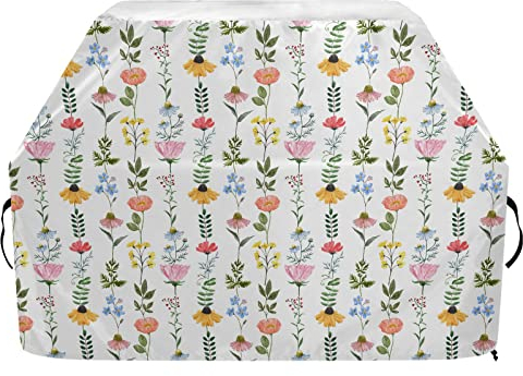 Wetterfeste Grillabdeckung für den Außenbereich, schneefest, 165 cm, bunte Wildblumen-Grillabdeckungen