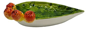 Soprammobile Portaoggetti Svuotatasche Pala Fichi d'india Foglia Decorativa In Ceramica Portafortuna