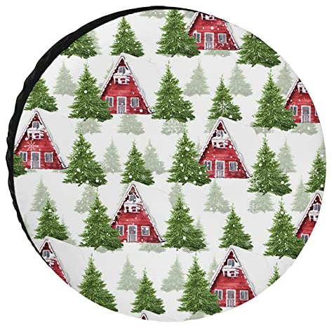 Cubierta de llanta de Repuesto 15 Pulgadas Árbol de Navidad Granja Granero Protector de Rueda de llanta Universal Copo de Nieve de Invierno Cubiertas de llanta Impermeables/a Prueba de Polvo Accesor