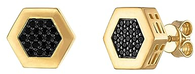 Bulova Jewelry Herren-Ohrringe Icon 14 Karat vergoldetes Sterlingsilber, sechseckig, Diamant-Ohrringe, Stil: BVE1002-GSBSP, Einheitsgröße, Sterlingsilber, kein Edelstein, One Size, Sterling Silber,