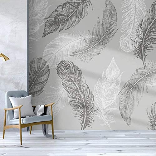 Papel Pintado Pared 3D Papel Tapiz Negro Pluma Blanca Fotomurales 3D Tv Fondo Pared Moderno Dormitorio Murales