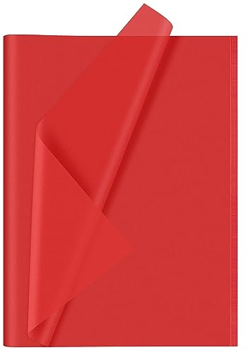 CHRORINE 60 Blatt rotes Seidenpapier, Weihnachts-Seidenpapier, Kunst, Geschenkverpackung, Seidenpapier, GroBpackung für DIY, Basteln, Dekorieren, Geburtstag, Urlaub, Weihnachten, Valentinstag, Party