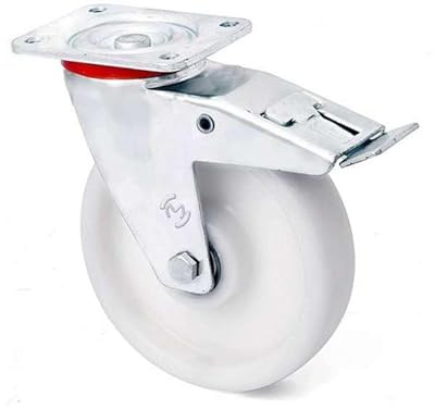 WIKO Schwerlastrollen 200 mm Transportrollen - Aluminium Polyamid Rolle Set bis 600 kg - Lenkrollen mit Bremse - Bockrollen (Lenkrolle mit Bremse)