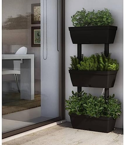 ZQQLVOO Lot de 6 grands pots de fleurs d'extérieur pour balcon - 100 cm - Anthracite - Solution idéale pour un jardinage peu encombrant et des plantes saines