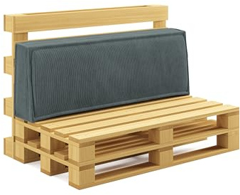 chilly pilley® Palettenkissen Palettenauflagen aus Cord für EU-Paletten - Abnehmbarer Bezug - Sitzkissen - Rückenlehnenkissen viele Farben (Grau, Rückenkissen 120x40)