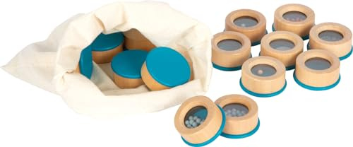 small Foot Hörmemo „Sensory“, akustisches Sinnesspiel für Kinder, mit 16 gefüllten Holzdosen, ab 3 Jahren, 12468, Rot, Blau, Grün, Gelb, Rosa