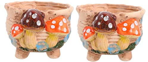 BESPORTBLE 2stücke Keramik Blumentopf Pflanzenbehälter Sukkulenten Blumentopf Kleiner Für Desktop Dekoration Unglasierte Keramik Handbemalt Topf Für Pflanzen