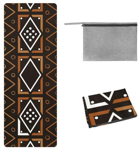 Eslifey Yoga-Handtuch, indisches Stammes-Symbol, rutschfest, schweißabsorbierend, Hot Yogamatte, Handtuch für Hot Yoga, Pilates und Fitness, 185 x 68 cm