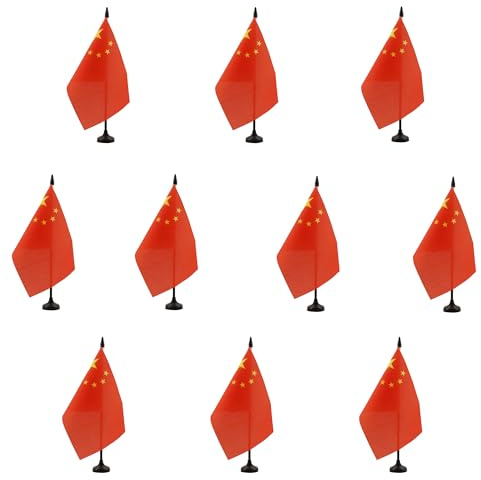 AZ FLAG Lot de 10 Drapeaux de Table Chine 21x14 cm Socle Plastique