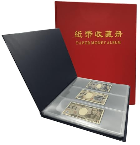 PCCB MINGT Album fotografico con 3 file e 60 scomparti, multicolore opzionale, per raccogliere banconote, con sfondo trasparente (rosso)