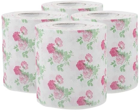 Baluue Colored Toilet Paper Roll Floral Print Soft Bathroom Tissue for Home Party and Travel Use 4 Rolls