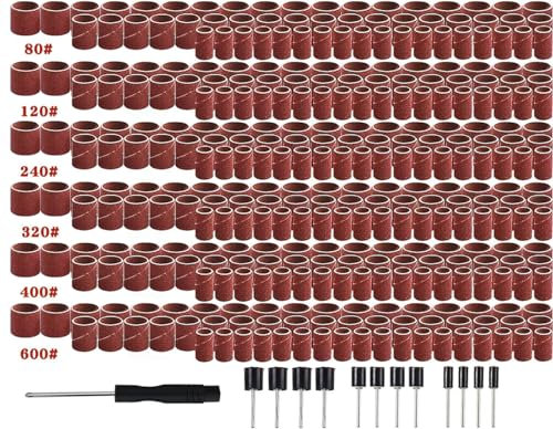Kit de ponceuse à tambour 337 pièces avec mandrin à tige 1/8 pour outils rotatifs Dremel grain 80/120/240/320/400/600