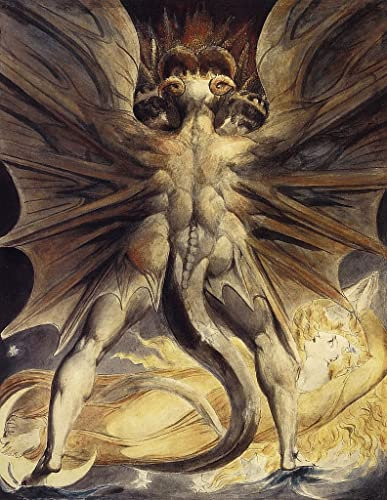 NAAYRASA Bekannt Leinwand Wandkunst Wandmalereien Kunstwerk Der rote drache und die in die sonne Gekleidete frau von william blake Wand-Kunst Bild für Office Home Decor 60x90cm