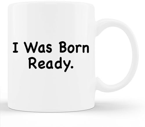 Ceramics Coffee Cup I was Born Ready Jumbo Mug Personalized White Mug with Handle Novelty Tea Mug for Beer Coffee 330Ml