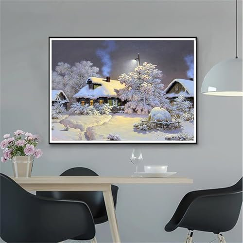 Aimaor 5D Winterlandschaft Diamond Painting kinder,DIY Round Drill diamant painting Bilder Erwachsene,Diamant malerei Bastelset Strass Malen Nach Zahlen Heimdekor Geschenk 40x60cm