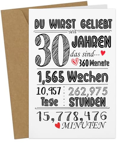 Geburtstagskarte 30 Frau Mann, Geburtstagskarten Set Mit Umschlag, Geschenke Zum 30 Geburtstag Karte, Glückwunschkarten Geburtstag 30, Geschenk 30. Geburtstag Karte, Geschenk 30 Geburtstag Mann