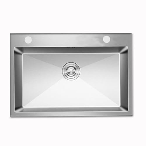 Brigtviee Edelstahl Küchenspüle, 1 Becken Spülbecken Küche Spüle mit Ausziehbarer Ablaufkorb, Ablaufsieb und Abwasserrohr, Einbauspüle Aufsatzwaschbecken Unterbauwaschbecken,750x450mm