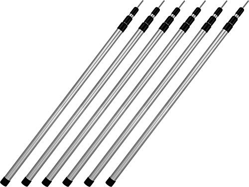 Aufstellstangen Set Teleskopstangen 4, 5 oder 6 Stück Zeltstange aus 6061 Aluminium - Stufenlos Höhenverstellbar Stückzahl 6 L