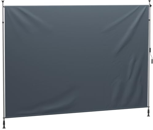 Outsunny Marquise à pince avec manivelle réglable en hauteur Marquise à bras articulé Marquise sans percer Protection solaire résistante aux UV, support mural inclus Marquise solaire largeur 350 cm