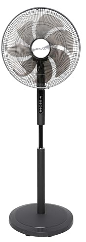 Be Cool Schuss Home Electronic DC Standventilator 45cm | 24 Stufen | Timer | Fernbedienung | Oszillation | Höhenverstellbar | Energieeffizient | 50W | BC16STHPM2505, Schwarz
