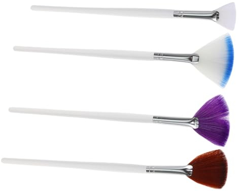 WRITWAA 4pezzi Pennelli Ventaglio Per Applicazione e Maschere Setole Morbide Per Versatile Ergonomica Per Adattarsi Contorni Del