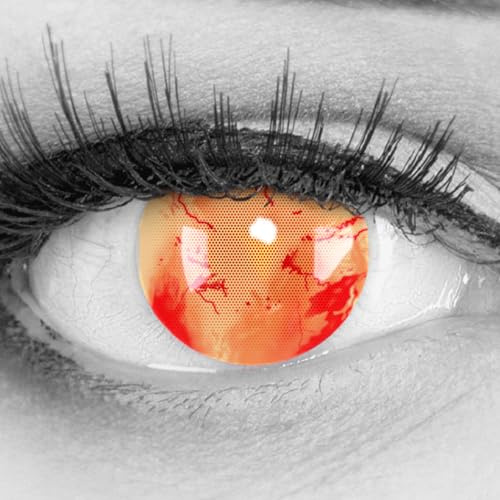 MeralenS Rote Crazy Fun Kontaktlinsen 'Blood Zombie' ohne Stärke mit gratis Linsenbehälter - Topqualität zu Fasching, Karneval und Halloween