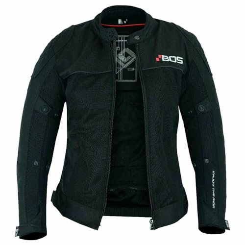 Motorradjacke Damen mit Protektoren – Luftig, Belüftet & Sicher für den Sommer,Textil Motorrad Jacke Damen Sommer – Mit Rückenprotektor (DE/NL/SE/PL, Alphanumerisch, L, Regular, Regular, BLACK)