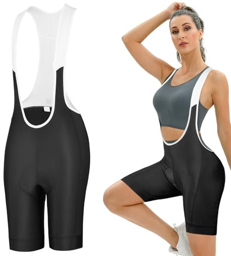 AUYAO Cykelbyxor dam, sommar, korta axelbyxor, 4D, vadderade bröstshorts, cykelsport, snabbtorkande, stötsäker, hängslen, Svart