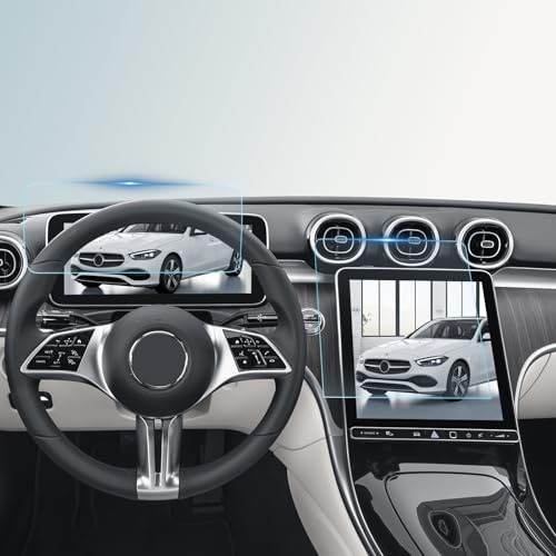 BIBIBO Lot de 2 films de protection d'écran compatibles avec Mercedes-Benz Classe C W206 & GLC X254 2023-2025, protection de navigation + film de protection de cockpit, anti-reflet, anti-traces de