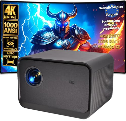 Proyector 4k Nativo 3840 x 2160, Seelumen 811, Luminosidad 1.000 ANSI Contraste 50.000:1 Android 12, Audio 20W con Subwoofer, WiFi, Bluetooth, Enfoque motorizado, Zoom, 4GB RAM y 32GB ROM (4K Nativo)