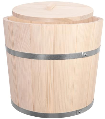 KADAX Holzfass 25L, Sauerkrauttopf aus Holz, Gärtopf zur Fermentation von Gemüse wie Sauerkraut, Gurken oder Kimchi, Sauerkrautfass, Gurkentopf, Gurkenfass