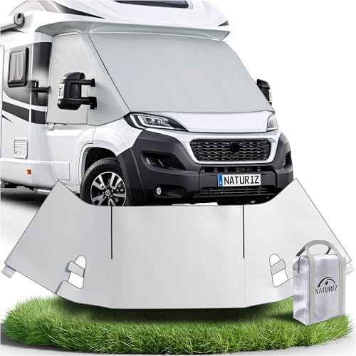 NATURIZ FIAT Ducato Housse de pare-brise - Tapis thermique extérieur de qualité supérieure résistant aux intempéries avec protection solaire efficace pour camping-car - Convient pour Ducato, Jumper