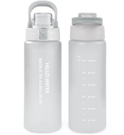 omedecal Gourde avec Passoire à thé Adulte, Gourde Sport 800 ML Anti Fuite Femme Homme, Plastique, Sans Bpa - Idéale pour Sport Running Velo Gym de Plein Air - Blanco