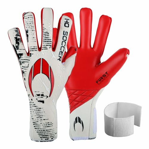 HO Soccer First Superlight EVO SMU Red Guantes de Portero, Unisex Adulto, Blanco/Rojo, 7