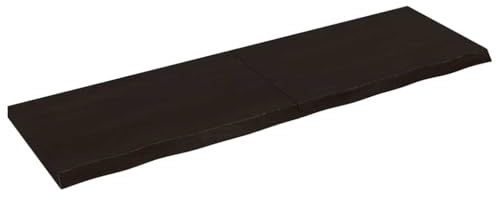 QUAHEAS Tischplatte Dunkelbraun 200x60x(2-6) cm, Massivholz Eiche, Naturkante, klappbar, Ersatz-Tischplatte für Heim & Büro, robuste Schreibtischplatte