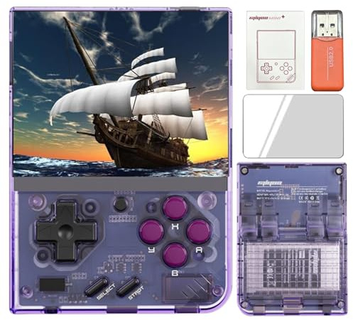 Prede Console Di Gioco Portatile Retrò Miyoo Mini Plus, Schermo IPS Da 3,5 Pollici 640 * 480 Da 3000mAh, Console Per Giochi Portatili Ricaricabili-Purple||128G