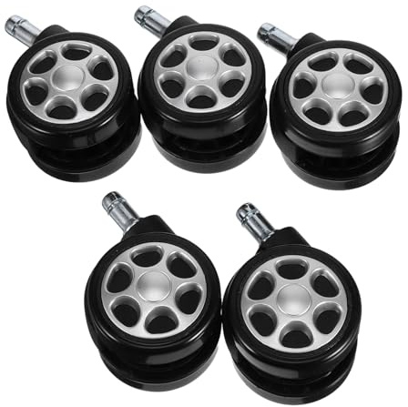 SAFIGLE 5 Pièces Roues de Chaise Bureau avec Frein Roulettes Pivotantes Robustes pour Chaises de Bureau et Gaming Tige Roues Silencieuses et Protection Sols Durs