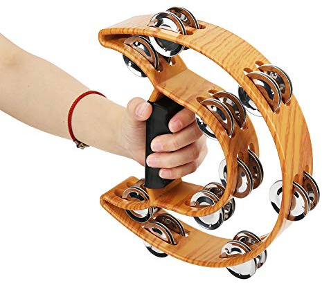 BAFOVY Halbmond-Tamburin für Kinder, Musikinstrument mit Zweireihigen Schellen und Ergonomischem Griff, Ideal für Kinder und Familienmusikspaß
