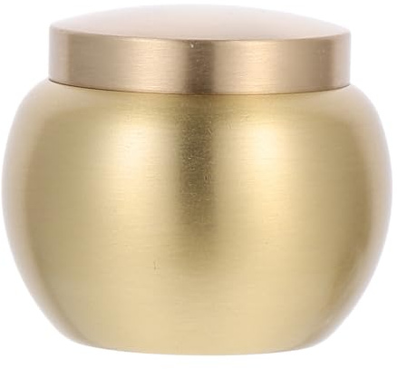 WATIIFUFU Urna Redonda de Cremación de Cobre, Mini Urna Portátil y Decorativa para Almacenamiento de Hogar