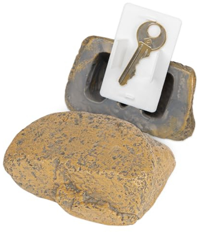 Outdoor Fake Rock Key Hider with Waterproof Hidden Compartment, Realistic Garden Yard Stone Safe for Spare Keys,Yellow