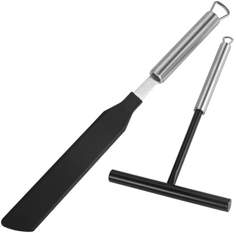 Herramienta para esparcir crepé, juego de espátula y esparcidor de crepé, herramienta en forma de T de acero inoxidable y nailon, prácticos accesorios para hacer masa para cocina, hogar, restaurante