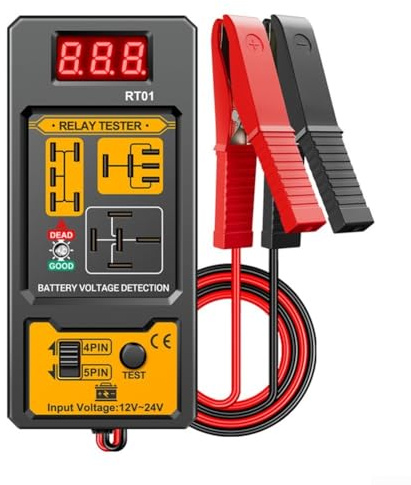 RT01 Relay Tester, 12-24V Car for battery Digital Display Analyser Voltage Testing Instrument